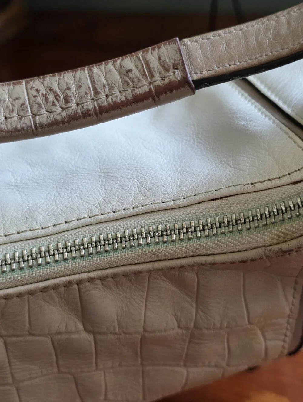 Coach F22509 Kristin Spectator Y2K Hobo White Tan Snake Embossed Leather Bag